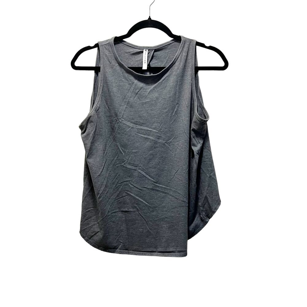 Fabletics Cut Out Tank Top Activewear Gray Crew Neck Sleeveless Pullover Sz S